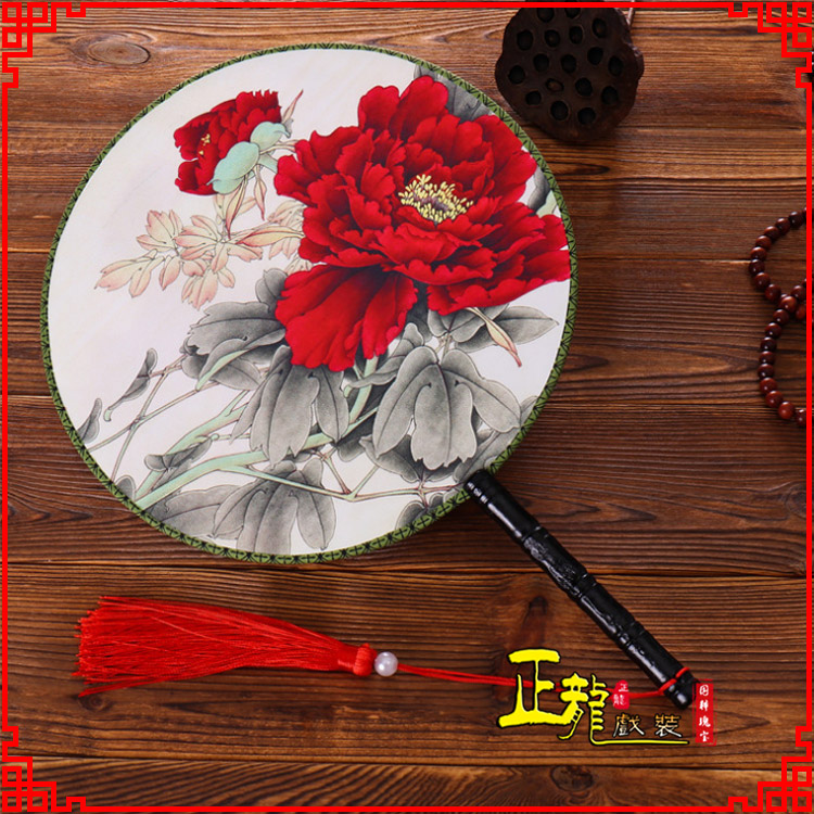 忻城古典中国风团扇空白扇跳舞蹈扇 真丝宫扇